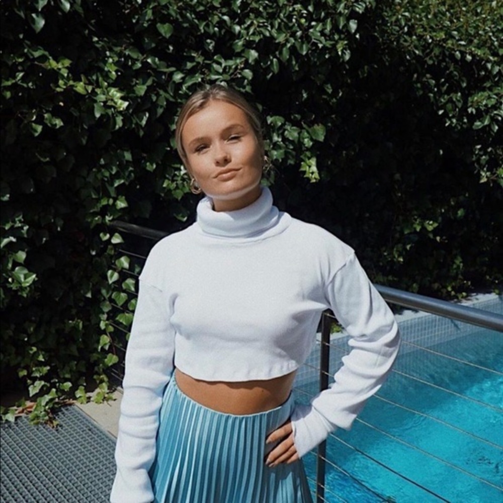 Brandy Melville white Angela crop turtleneck tee
